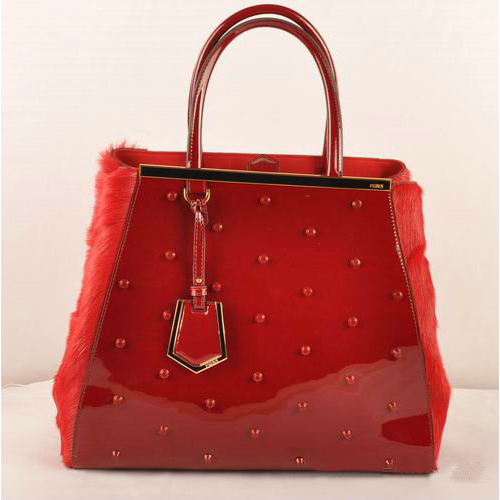 F2552L Fendi 2Jours Patent Leather Tote Bag Crini F2552L Red